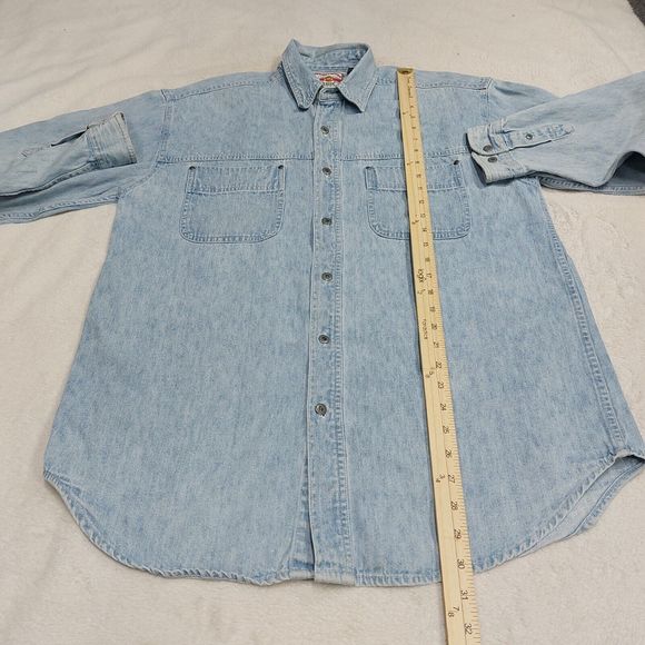 Vintage 90s Looney Tunes Embroidered Denim Long Sleeve Jean Shirt Size Medium - Picture 5 of 8